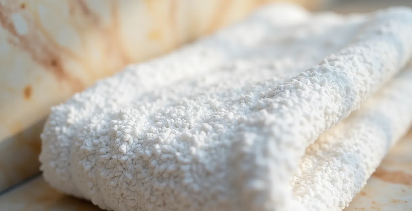 Dettaglio macro di asciugamano italiano di alta qualità mostrando la trama