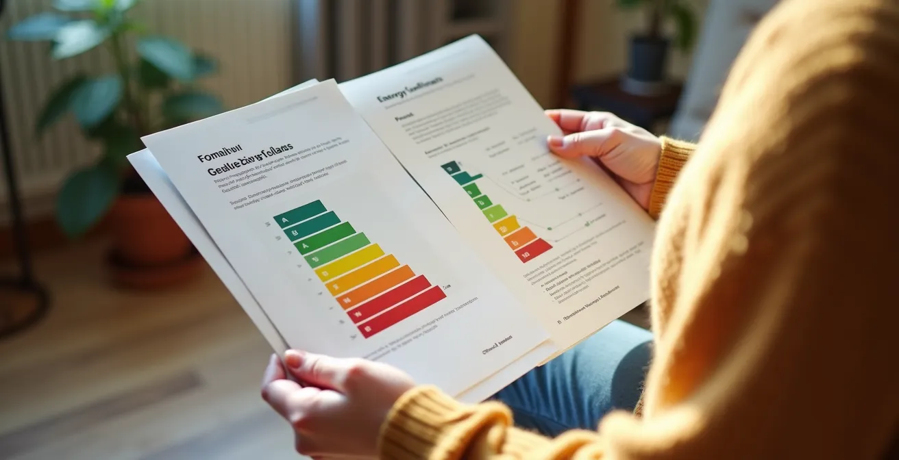 Confronto visivo classi energetiche APE da F a B