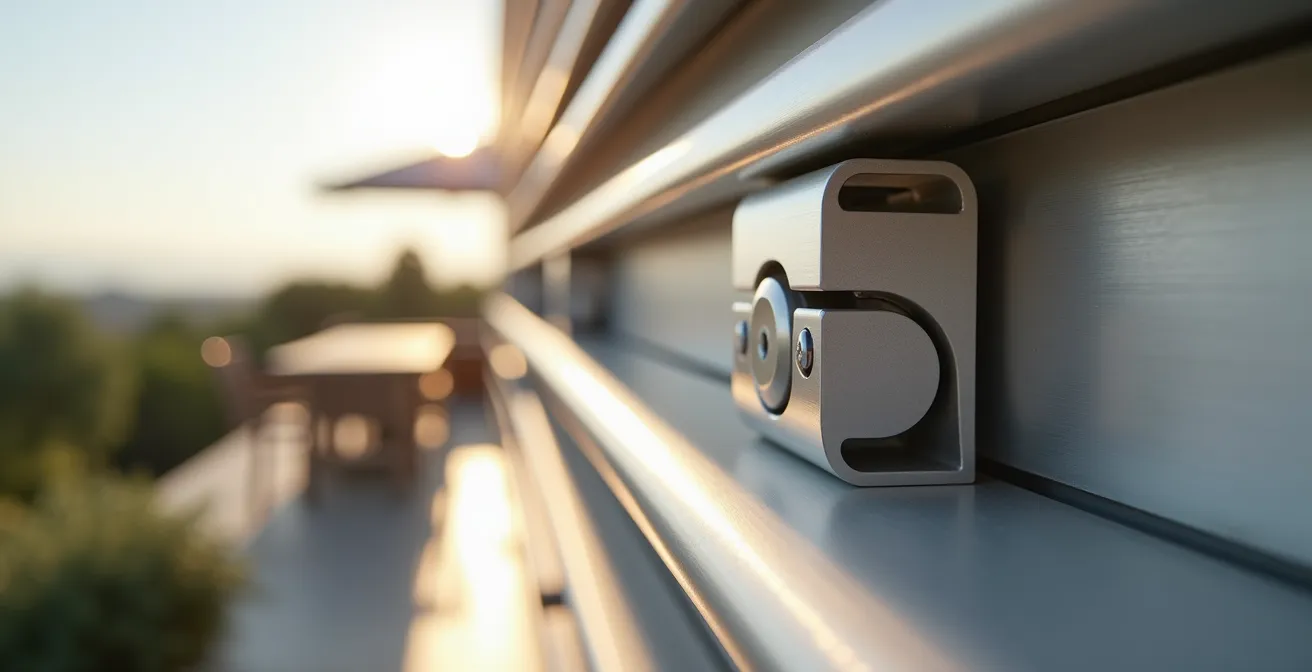 Attico di lusso con pergola bioclimatica installata e vista panoramica su città italiana