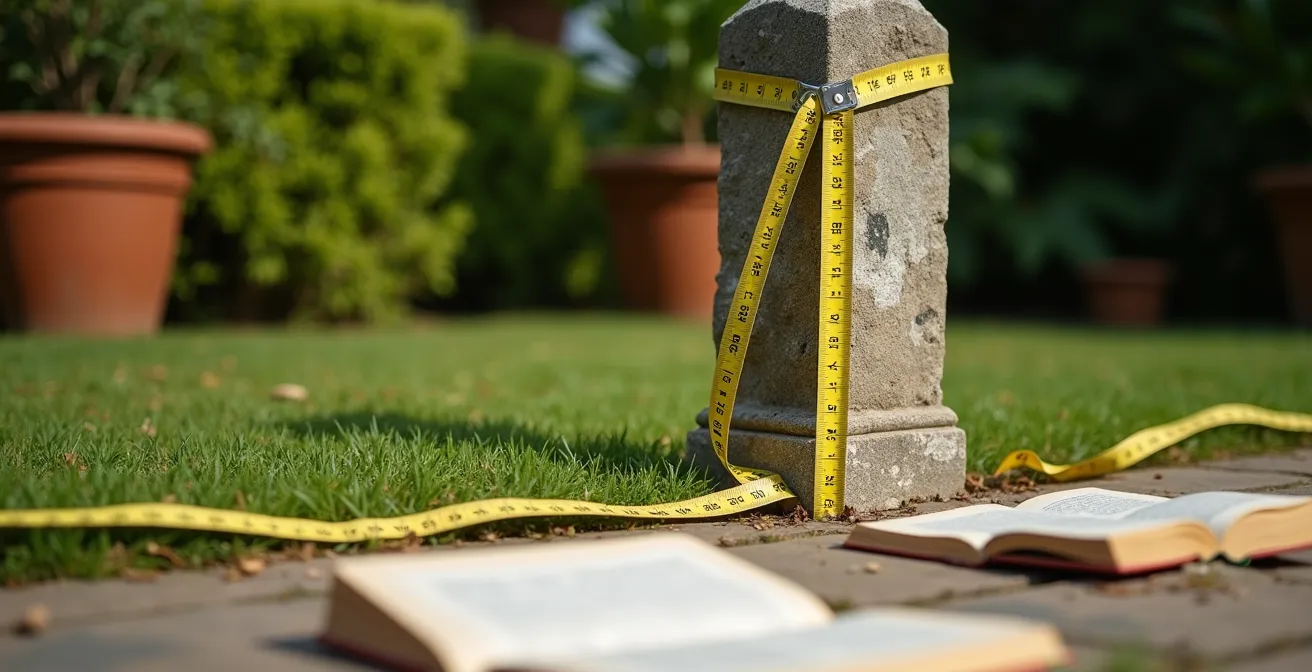 Schema visivo della distanza legale di 50 cm tra siepe e confine di proprietà secondo il Codice Civile