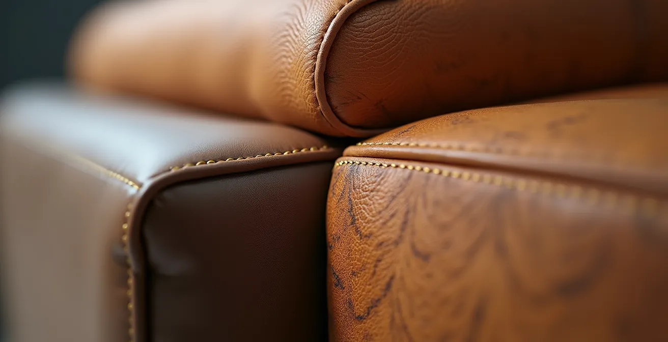 Vista macro di dettagli materici di mobili di design italiano in showroom durante i saldi