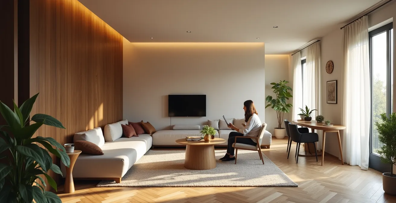 Pannelli divisori scorrevoli in vetro stratificato in un appartamento moderno italiano