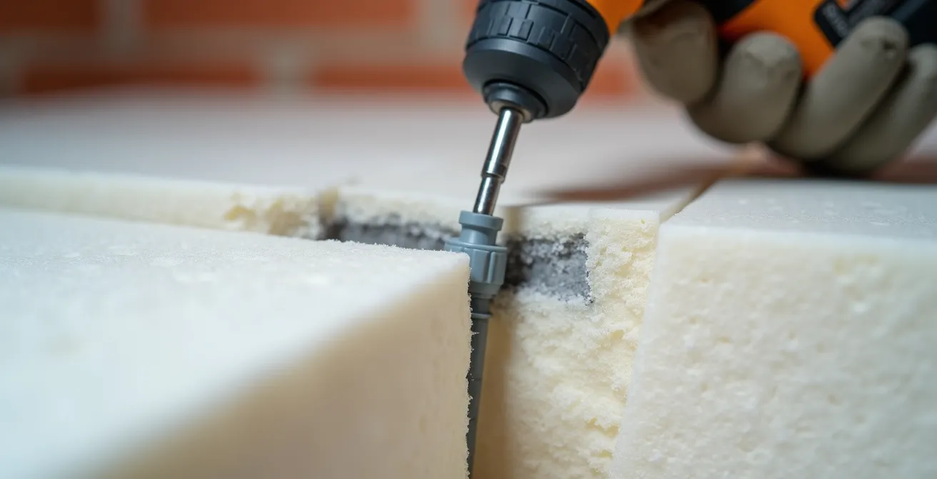 Schema dettagliato di tassellatura corretta pannelli isolanti con tasselli a incasso